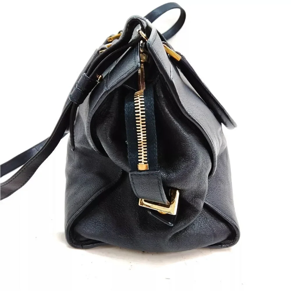 SAINT LAURENT Black Leather Small Classic YSL Ligne Y Paris Chyc Cabas Tote 2way